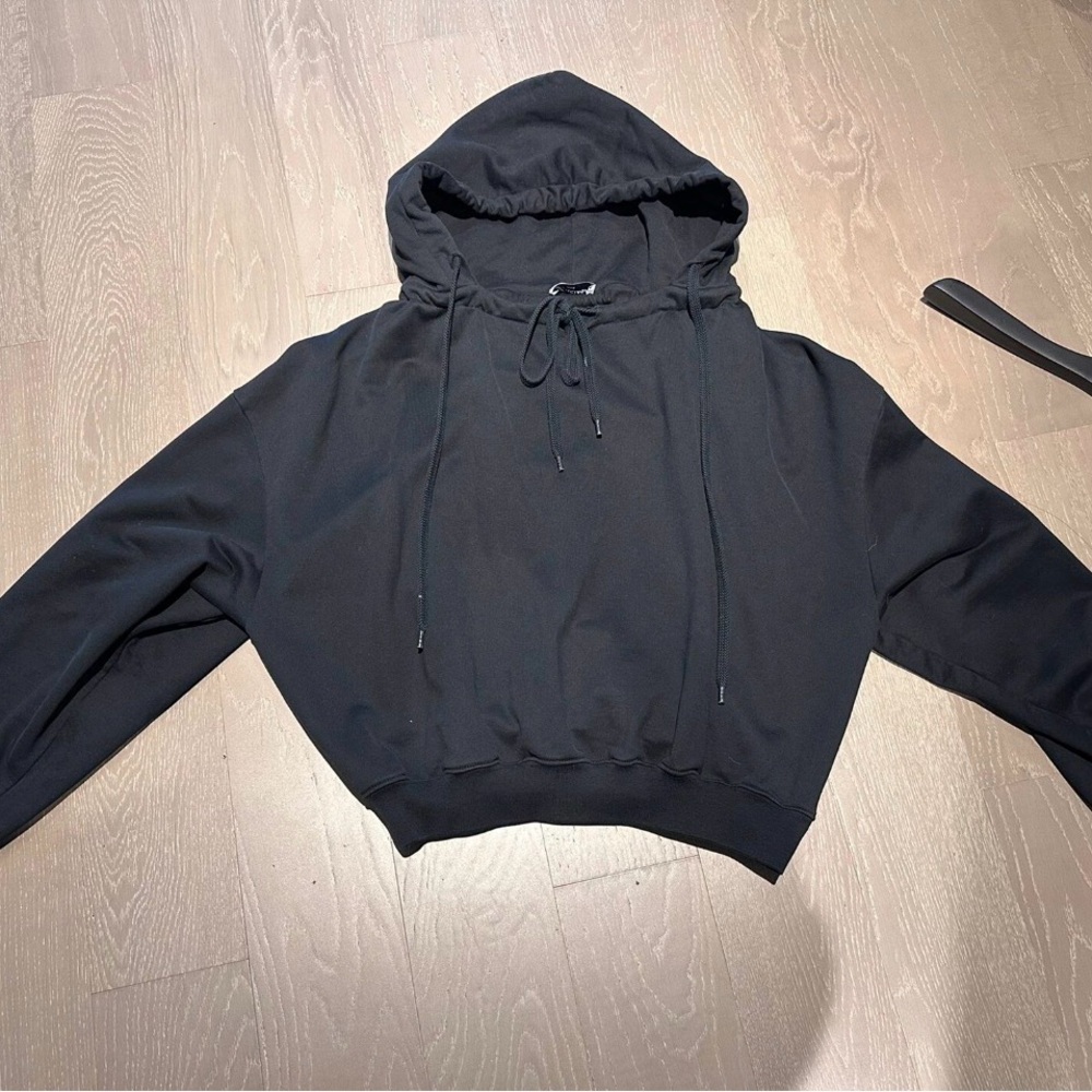 Balenciaga Black Drawstring Hooded Sweatshirt